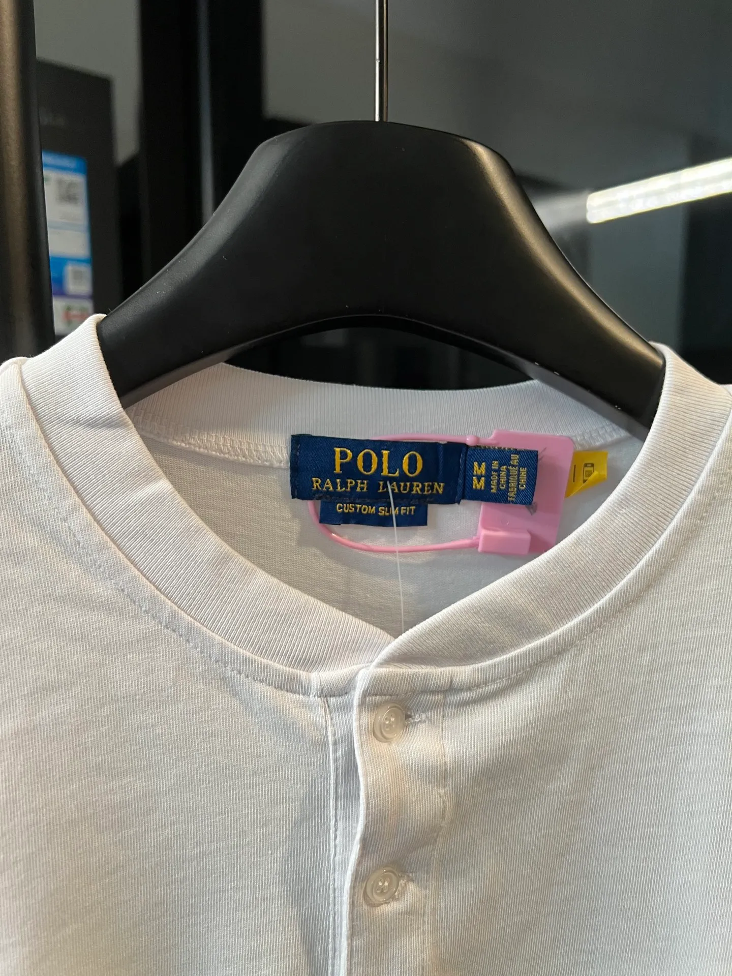 P186 [Next day] RALPH LAUREN/Ralph Lauren 25fw war horse embroidered buttoned long-sleeved T-shirt (white) Size: s m l xl Detailed sizes can be found in Figure 9